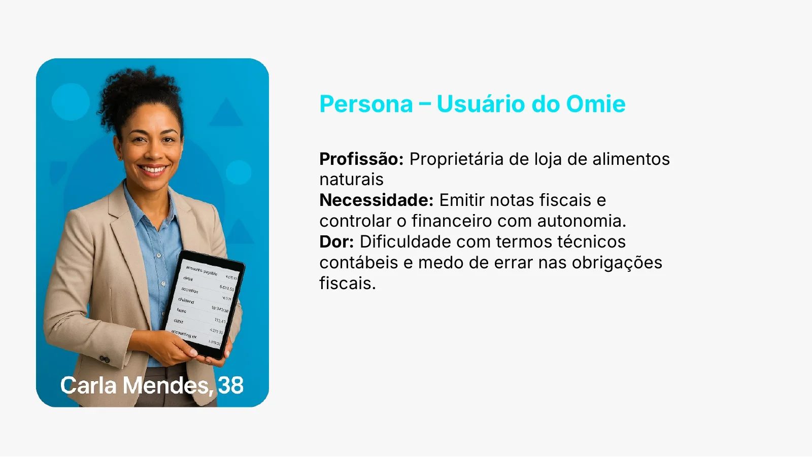 Persona: proprietária de loja de alimentos naturais