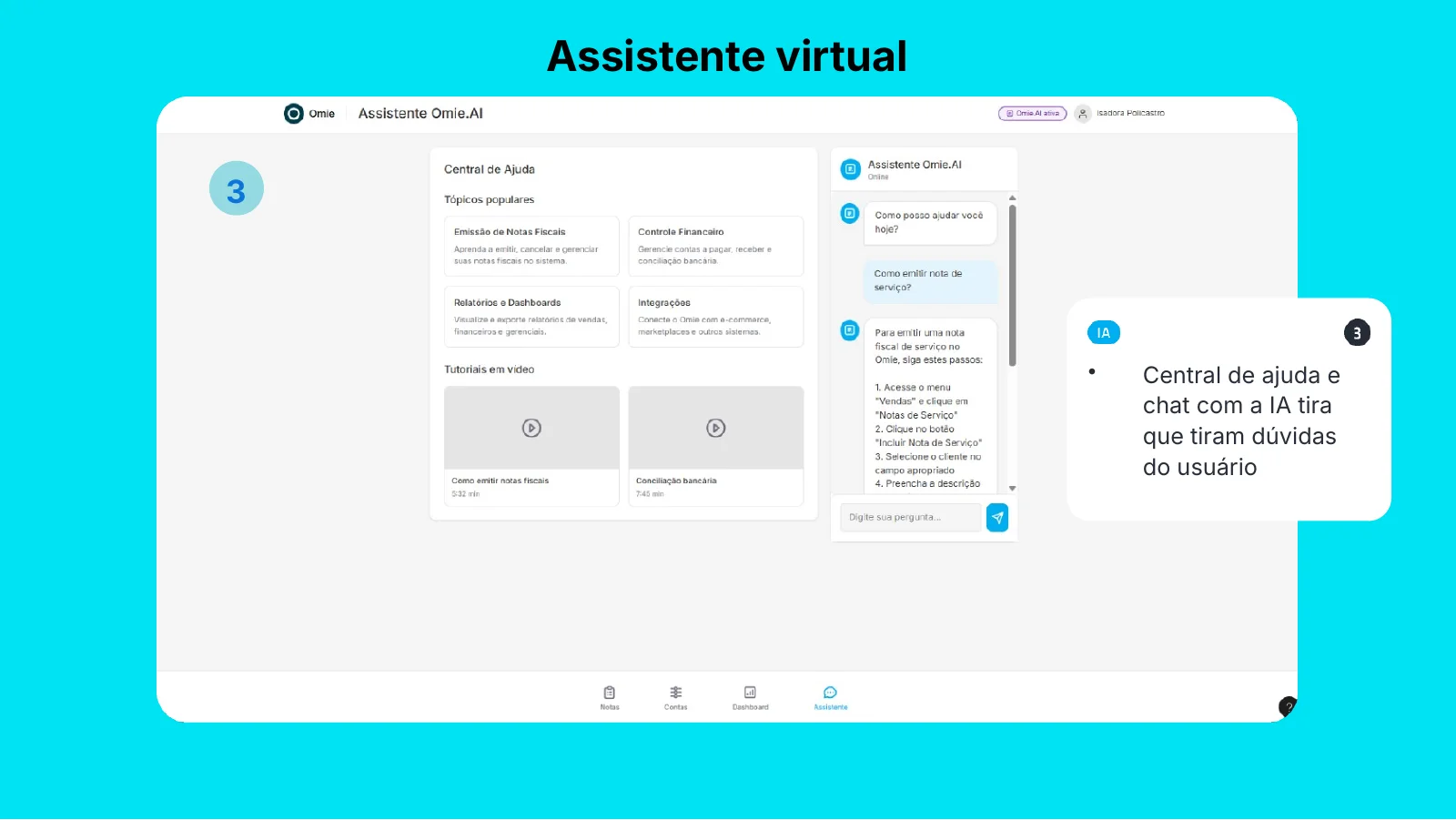 Central de ajuda e chat com a IA